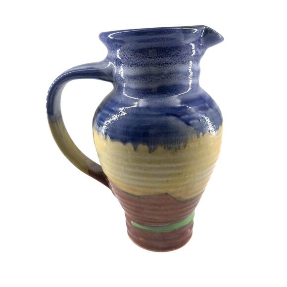 Susan Davey Studio Pottery Pitcher 10" Multicolor Glaze Handmade - Picture 3 of 6